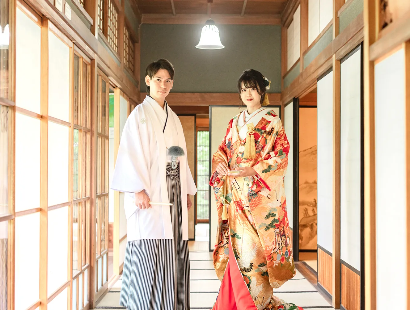 A couple together in wedding attire